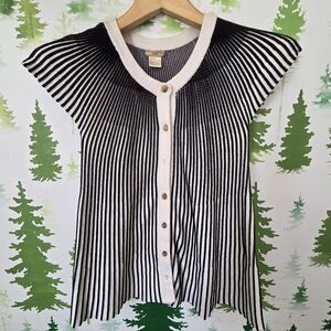 Nubby Black and Cream Button-Up Cardigan